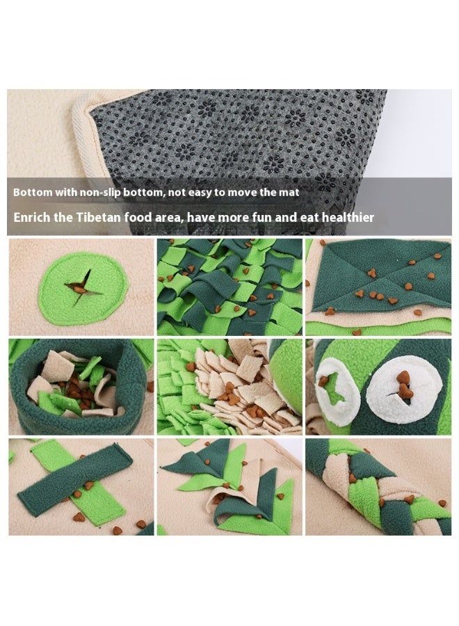 سجادة تفاعلية للبحث عن الطعام للكلاب الكبيرة، باللونين الأخضر والبيج، مقاس 109×72 سم، لعبة تدريب على تناول الطعام ببطء بقاعدة مانعة للانزلاق، مع أماكن اختباء متعددة. - Image 4